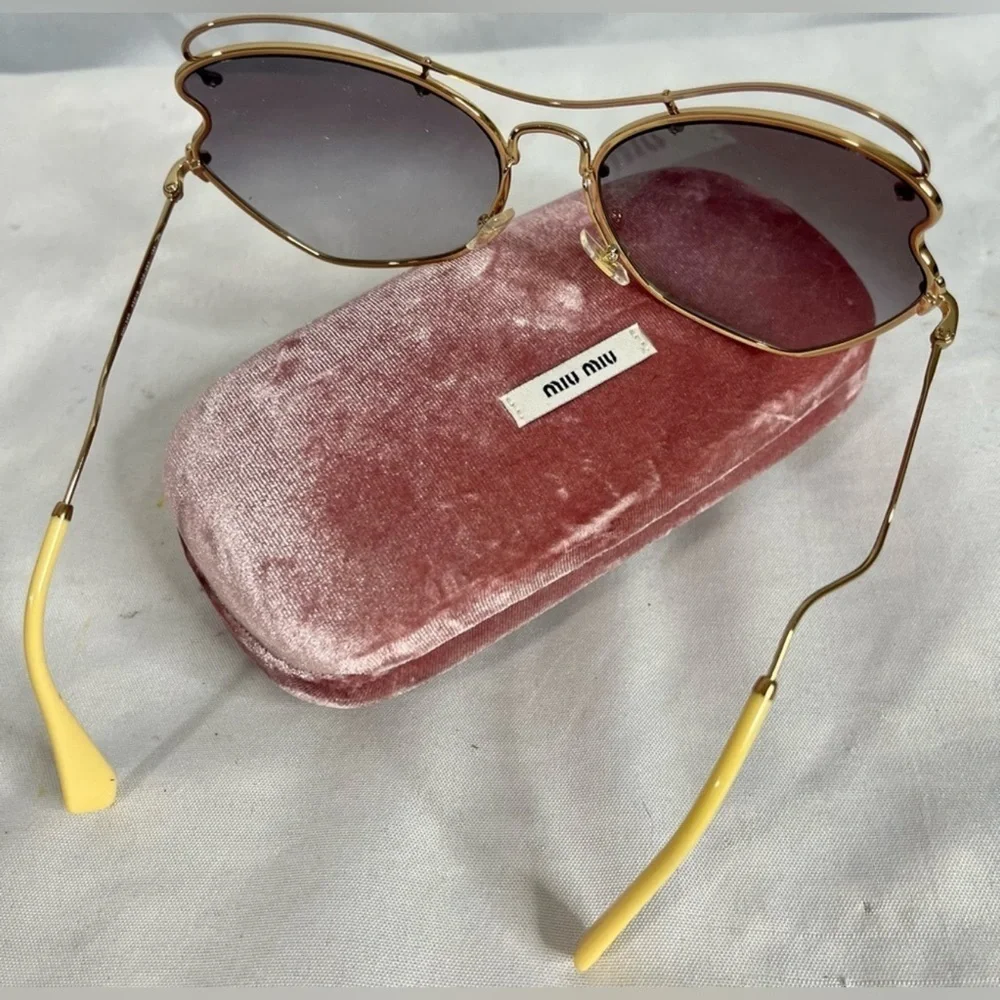 Miu Miu | womens retro pink & yellow sunglassses/aviators &‎ case (SMU56R)